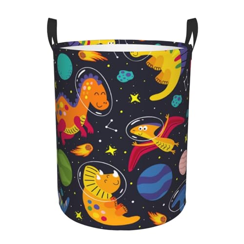 Image of Mosytuky Dinosaurs In Space Waterproof Foldable Laundry Hamper,Dirty Clothes Laundry Basket,Storage Organizer For Toy Collection- Medium
