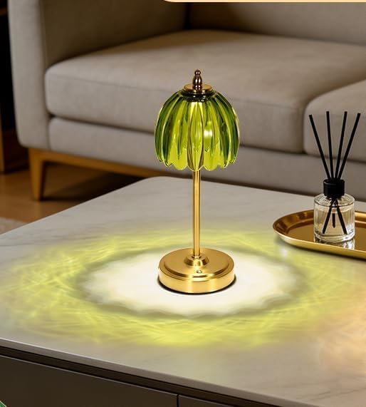 Portable Cordless Table Lamp with 6000mAh Battery, Touch Dimmable Rechargeable Desk Lamp, 3 Color Night Light for Bedroom, Nightstands, Living Room, Entryways (Green)