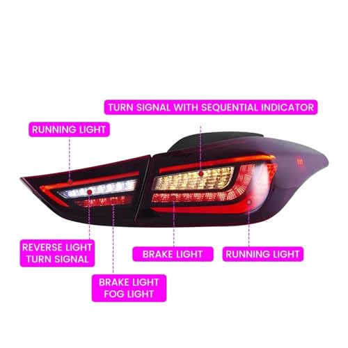 Feu arrière Elantra 2011-2016 feu stop LED DRL séquentiels auto - 5