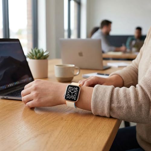 Bifeiyo Compatible with Apple Watch Bands Women Men 46MM 45MM 44MM 42MM 41MM 40MM 38MM,Nylon Sport Loop Strap for iWatch Series 10 9 8 7 6 5 4 3 2 1 SE Ultra(38/40/41/S10-42mm,Cream) — view 6