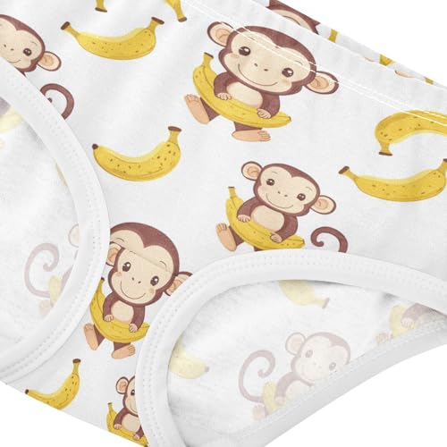 ZZKKO Cute Monkey Banana Girls Underwear Toddler Panties for Girls Comfort Brief Size 2T-8Y3