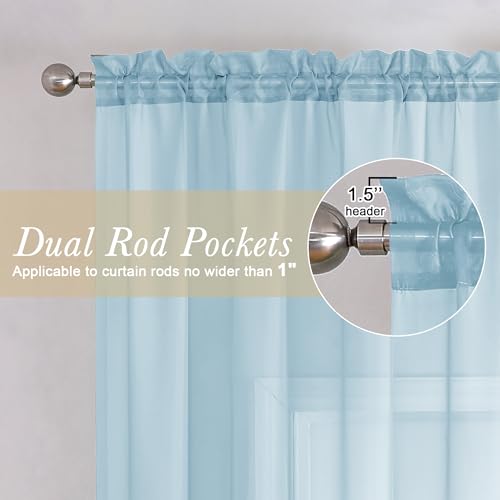 Lecloud Sheer Curtains S2 Sky Blue 2x40 x63