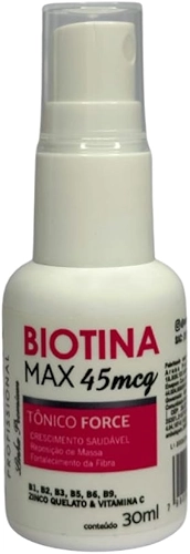 Tônico Force Biotina Max 30ml – Fortalece e Auxilia o Crescimento de Cabelos e Sobrancelhas