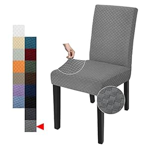 YEMYHOM 2 Packs Latest Checkered Dining Chair Slipcover Parsons Chair Furniture Protector Stretch Chair Covers for Dining Room, Restaurant, Kitchen, Party (Light Gray)