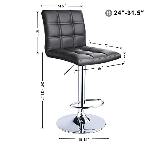 Leopard Modern Square PU Leather Adjustable Bar Stools with Back, Square Back Bar Stools Set of 2, Bar Height Swivel Barstools for Kitchen Counter (Black) by Leopard Outdoor Products - Image 2