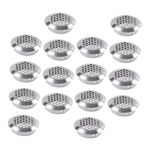 NIYANGLE 50 piezas Cubierta de Rejilla de Ventilación Redonda de Acero Inoxidable Tapones de Ventilación para Armarios y Gabinetes Rejillas Transpirables para Distribución de Calor y