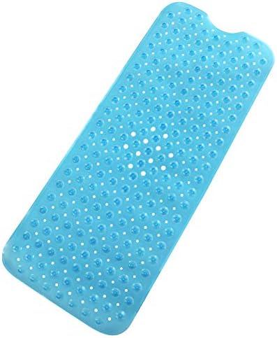 Gelrova 39x16 Inch Bath Mats Extra Long Pebbled Bathtub Mat with Anti Slip Suction Cups Blue