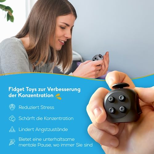 PILPOC theFube Fidget Toy - Premium Qualität Fidget Cube mit Exklusiver Schutzhülle, Anti Stress und ADHS Spielzeug, Fidget Würfel [Schwarz]