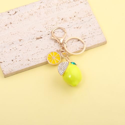 Image of Fruit Bag Charm Keychain - Gold Key Chain, Cute Purse Handbags Accessories - Beautiful Gift for Women