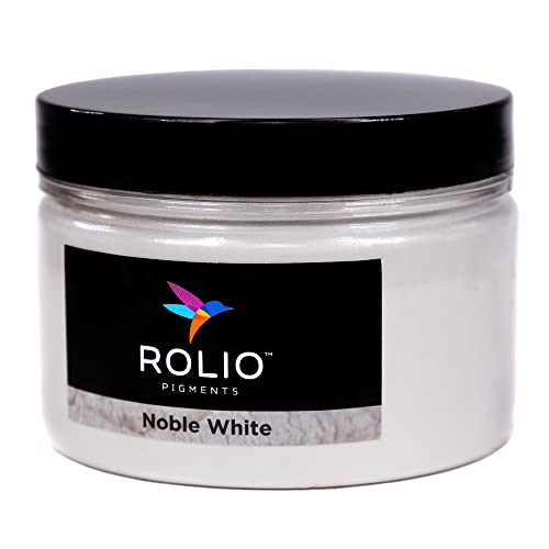 Rolio - Mica Powder - 1 Jar of Pigment for Paint, Dye, Soap Making, Nail Polish, Epoxy Resin, Candle Making, Bath Bombs, Slime - 100G / 3.5oz(Noble White)
