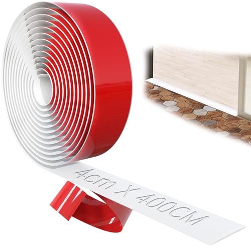 TXXATX 400 cm x 4 cm Transition Profile Self-Adhesive Transition Strip Floor White Transition Strip Self-Adhesive Vinyl Transition Rail Self-Adhesive Door Sill Strip for Tiles Laminate Floor Carpet