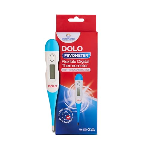 Image of Micro Wellness Dolo Fevometer Medical Digital Fever Thermometer | Easy & Accurate Thermometer with Memory Function | Flexible Tip | Fast Reading | Body Temperature Monitor - Adults & Kids (Pack of 3)