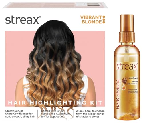 Streax Hair Serum for Women & Men | Contains Walnut Oil Hair Colour Highlight Kit | Blonde Hair Colour, Vibrant Blonde – Pack of 1
