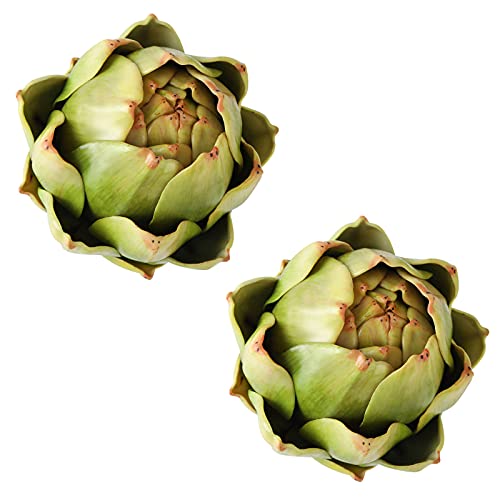 GiftYou [2-Pack] Large Green Faux Artichokes - Artificial Vegetables and Fake Fruits for Kitchen Decorations (Green)