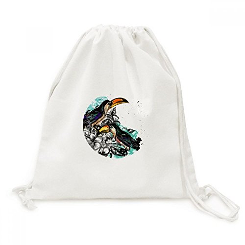 Toile drawstring backpack toco oiseau tropical sac de voyage léger