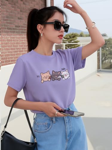 Image of THE DRY STATE Women Cotton Half Sleeve Round Neck Tshirt