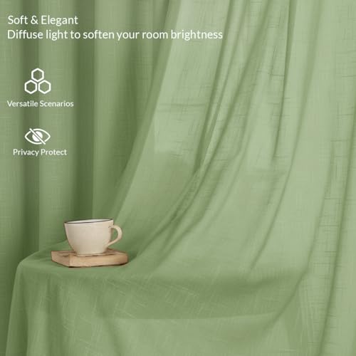 Image of HOMEMONDE Sheer Curtains 10 Feet Long Door Cotton Curtain - One Piece Transparent Sheer Curtain for Light Filtering & Rich Look with Rod Pocket (120 Inches, Mint Green)
