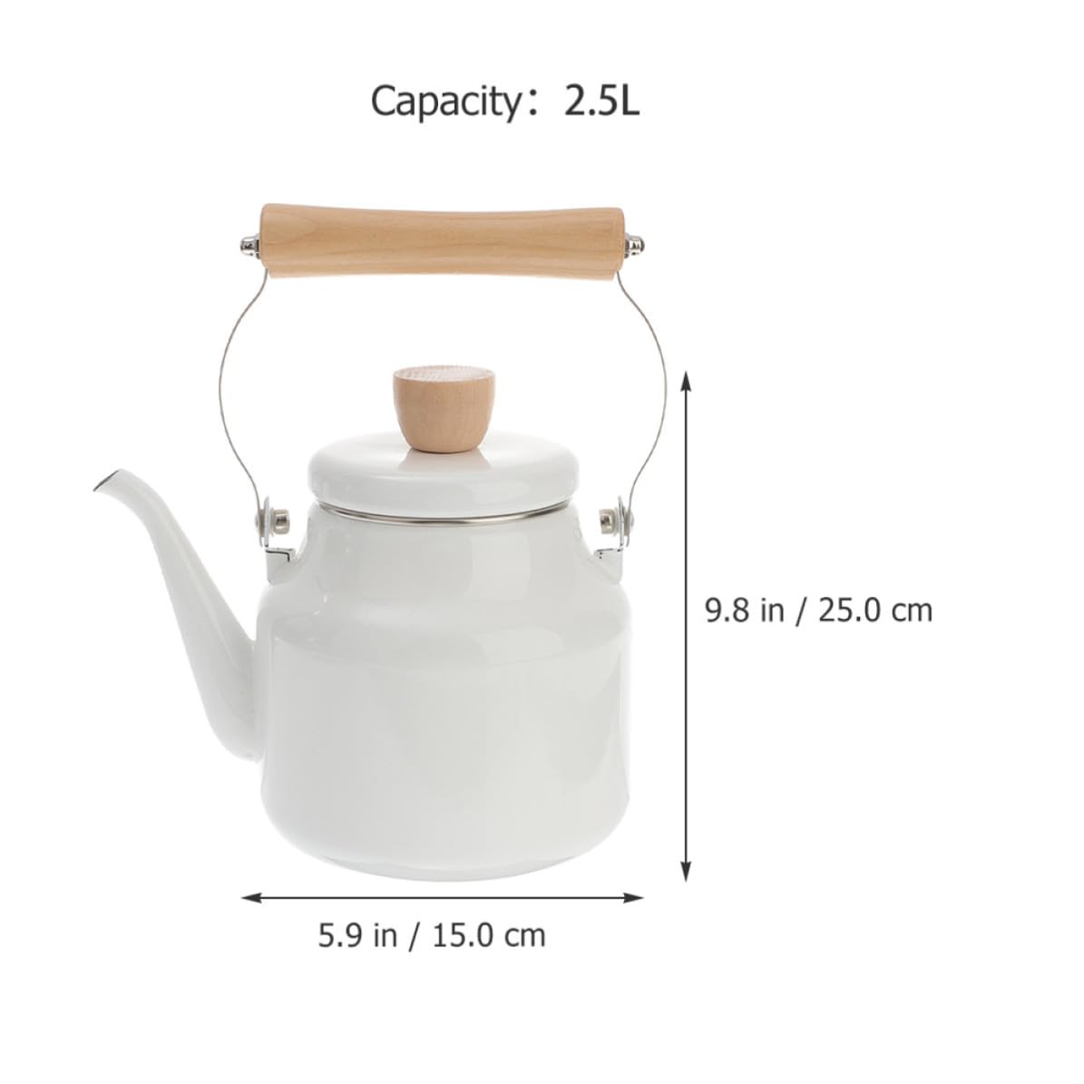 Bollitore da Tè Smaltato Giapponese 2, 5l Bianco per Fornelli
