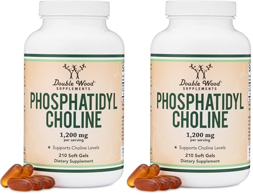 Double Wood Phosphatidylcholine 1,200mg 210 Softgels (Pack of 2) - Non-GMO Gluten Free Choline Supplement for Brain and Liver Health