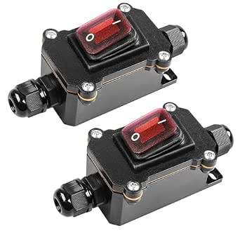 MKBKLLJY Inline Cord DPST Waterproof On/Off Switch DC 12V 20A Red Light ...