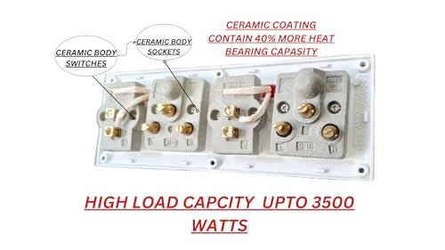Image of 16 Amp Electrical Combination Box with 2 Switch and Socket Pairs, Ceramic Body, White