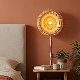 BARCELONA LED Aplique de Parede em Rattan e Vime com Cabo, Ficha e Interruptor, Luminária de Parede E27 Estilo Japonês Natural Vintage Industrial Nórdico para Quarto Sala Restaurante Escritório
