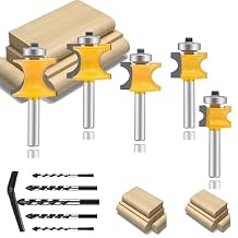 OLETBE Router Bits Set 1/4 Inch Shank Bullnose Woodwork Bit 5PCS Half Round Bearing Cabinet Shelf Door Edge Cutting Radius 1/8" 3/16" 1/4" 5/16" Woodworking Milling Cutter CNC ToolPanel