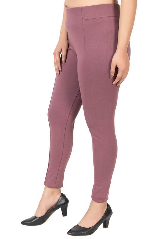 Image of Mlada Slim Fit Jeggings with Elastic Waist Band for Women Office Work Formal Wear Trousers Stretch Cotton Knit High Waist Skinny Fit Jeggings Lycra Pants Travel Comfort Jeggings