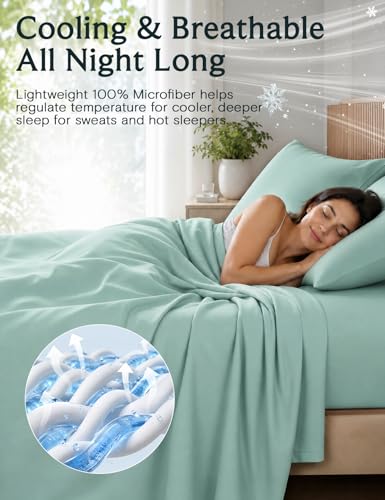 Image of King Size Sheets Set, Cooling & Soft Deep Pocket Bed Sheets, 4PC