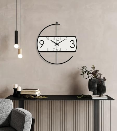 Image of Stylish Metal Analog Wall Clock for Living Room, Bedroom, Office, Kitchen, Home and Hall | Antique Fancy Big Size Modern Wall Watch for Home Decor (Style-32, 50CM)