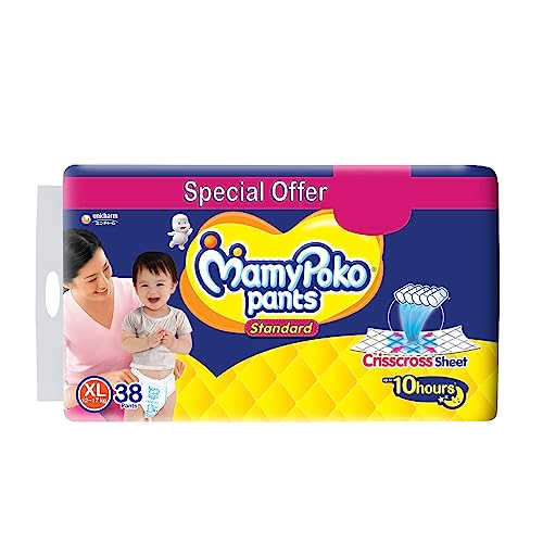 MamyPoko Pants Standard Baby Diapers, X-Large (XL), 38 Count, 12-17kg