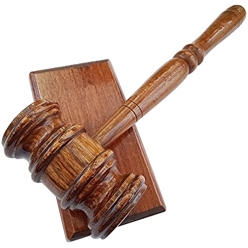Wooden Gavel And Square Shape Sound Block - 11'' Inch - Handmade Wood Mallet For Lawyers Judges Auction Mallets - Excellent Handcrafted Polished Gloss Finish #TOP1