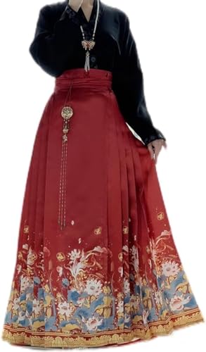 Jupe hanfu visage de cheval avec chemise style traditionnel chinois vintage pour femme