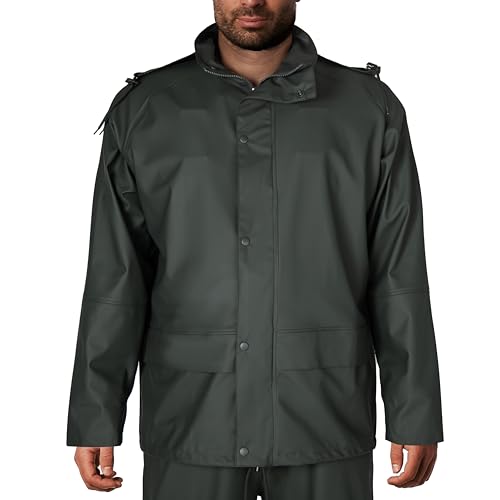 NAVIS MARINE Rain Suit for Men Heavy Duty Workwear Waterproof Jacket with Pants 3 Pieces (Forest Green, Medium)