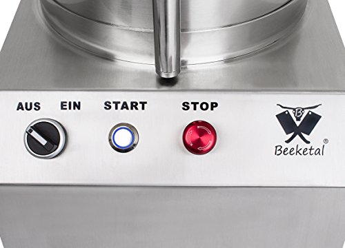 Foto von Beeketal 'BKK-6' Profi Fleischkutter aus Edelstahl mit Doppelsichel Cutter Klingen aus gehärtetem Edelstahl, 750 Watt Motor mit 1400 U/min, Glasdeckel mit Einfüllöffnung und Sicherheitsverschluss