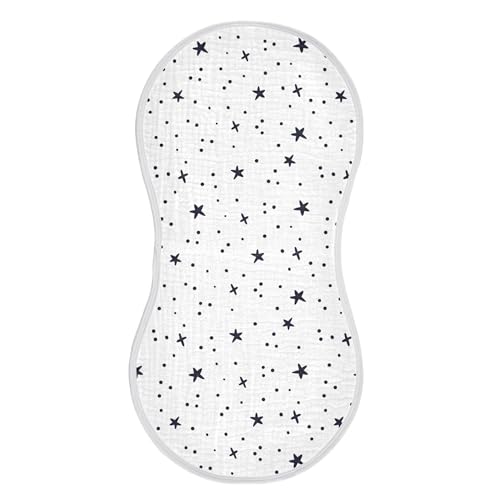 Muslin Baby Burp Cloths, Black Stars Pattern Muslin Washcloths Baby Bibs Rags Comfy Soft Absorbent in for Newborn Boys and Girls 1 Piece 22 x 11 Inch