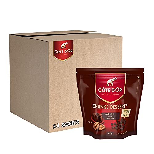 Côte d'Or - Chunks Dessert - Pépites de Chocolat Noir - Idéal pour Desserts et Patisseries - Sachet Refermable - 1 Sachet (2,5 kg)