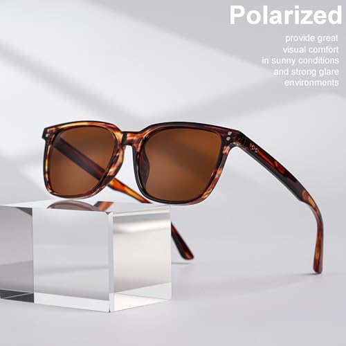 Image of Gleyemor Polarized Mens Square Sunglasses UV400 Protection Sun Glasses | Classic Retro Square Shades for Fashion, Driving Fishing Golf Outdoor Sport Shades