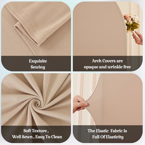 Image of Nude Arch Backdrop Cover for Wedding, 7.2FT 6FT Set of 2 Stretchy Spandex Fitted Arch Stand Cover for Baby Shower, Birthday Party Decor, Chiara Backdrop Cover with Double-Sided Design