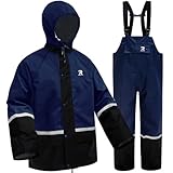 RainRider Fishing Rain Suits for Men Waterproof Breathable Rain Gear Farming Golfing Camping Walking(Navy,M)