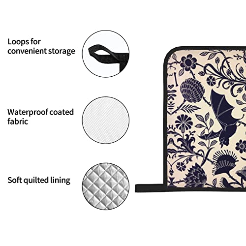 Msacrh Bats And Flower Oven Mitts And Pot Holders Sets Of 4,Resistant Hot Pads With Polyester Non-Slip Bbq Gloves For Kitchen,Cooking,Baking,Grilling #TOP4