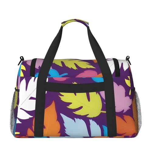 Bright Colorful Weed Print Foldable Carry On Tote Large Capacity Hand Carry Bag for Airplane Weekend Getaways2