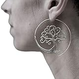 pendientes espiral metal  ◦ • ● ◉✿ ARO DE ARBOL EN ESPIRAL DE PLATA ✿◉ ● • ◦ grandes pendientes decorados