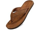 AX BOXING Mens Flip Flops Leather Thong Sandals Casual Comfort Slides Slippers Yellow 12