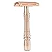 BAILI Classic 3-Piece Double Edge Safety Razor Wet Shaving for Men Women with Platinum Blade and Mirrored Travel Case Rose Gold BD178