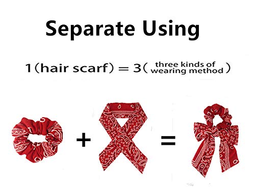 Cutewing Paisley Hair Scrunchies With Bow Hair Scarves Scrunchy Ponytail Holder Elastics Hair Bands Ribbon Hair Tie For Women Girls With 6Pcs #TOP1