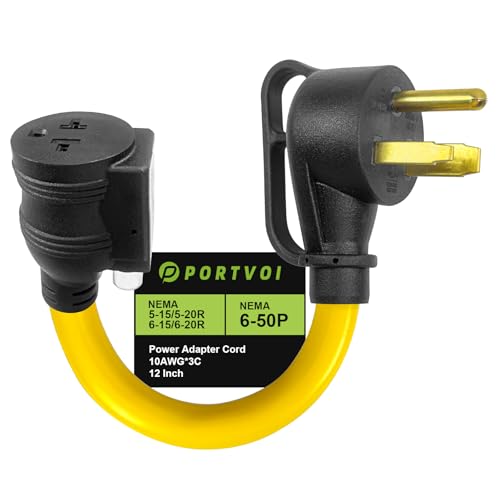 Portvoi 50 Amp NEMA 6-50P to 6-20/15R & 5-20/15R EV Adapter