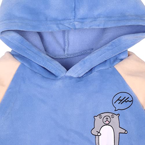 Image of Bold N Elegant Unisex Kids Velvet Fleece Solid Happy Hamster Bear Cartoon Warm Velvet Pullover Sweatshirt Hoodie Tshirt and Pyjama Pant Winter Clothing Set