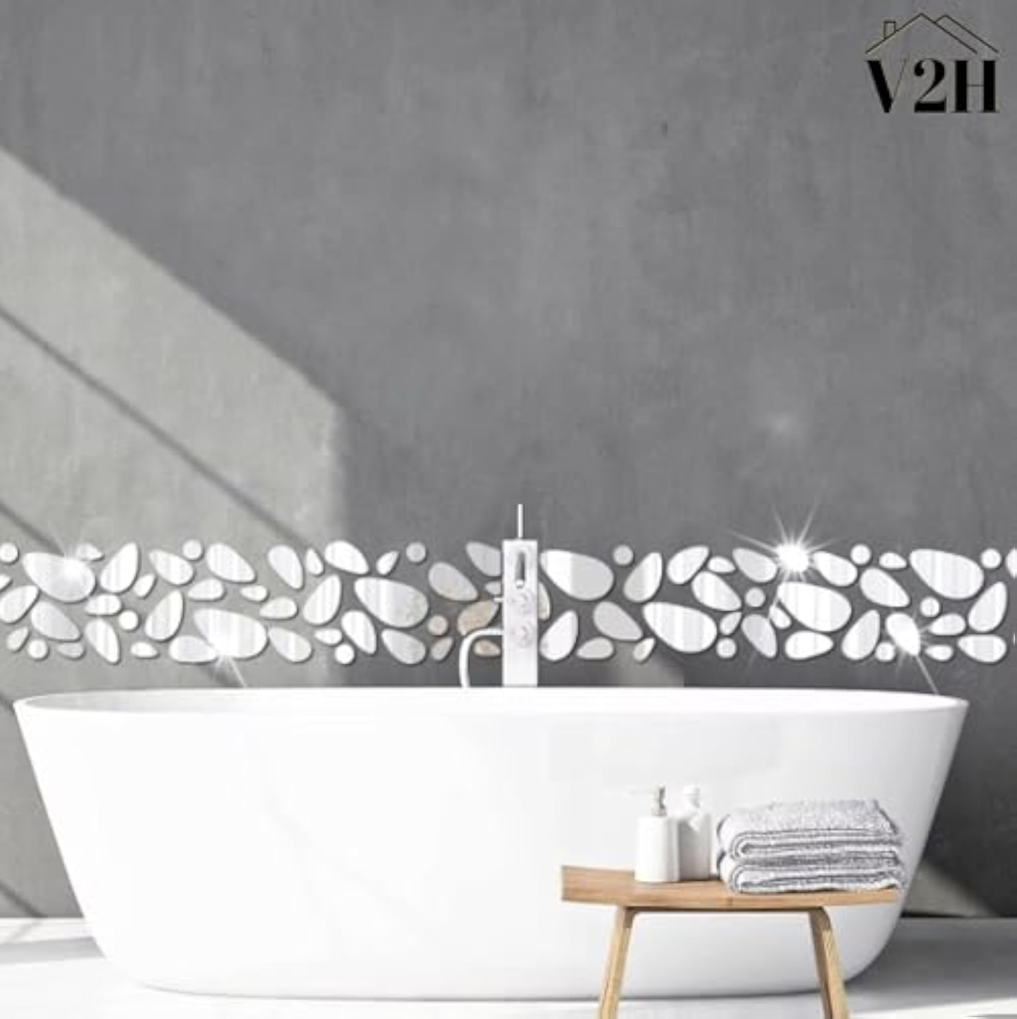 20Pcs Irregular Geometric Cobblestone Pattern Mirror Wall Sticker