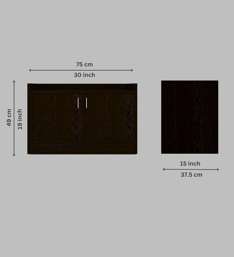 Image of SPECIALITY PANELS 2 Door Shoe Rack with Cushion | 2 Door Shoe Cabinet with Storage Bench | Shoe Organizer for Entryway Home Living Room | 75 x 49 x 37.5 cm Storage | DIY Assembly | Dark Brown Wood